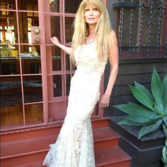 Alberto Makali Dresses & Skirts - Nude colored evening gown with pearls, rhinestones